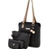 Accessories-5 Black Leatherette (Pu) Combo Handbag