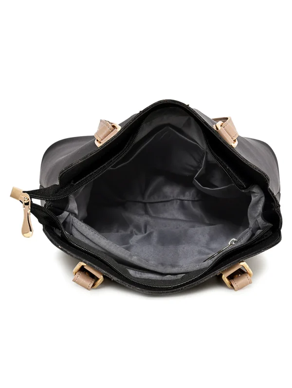 Accessories-5-B Black Leatherette (Pu) Combo Handbag