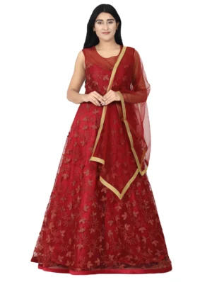 WM-14 Embroidered Net Flared Gown