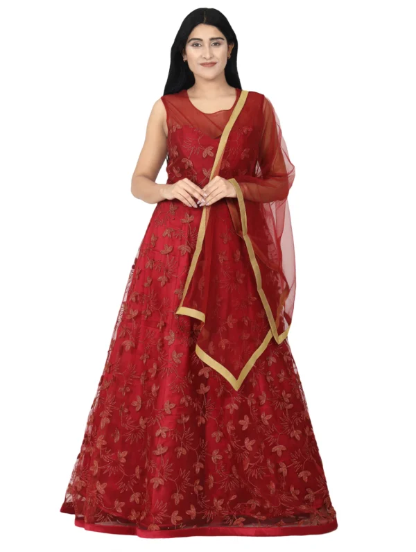WM-14 Embroidered Net Flared Gown