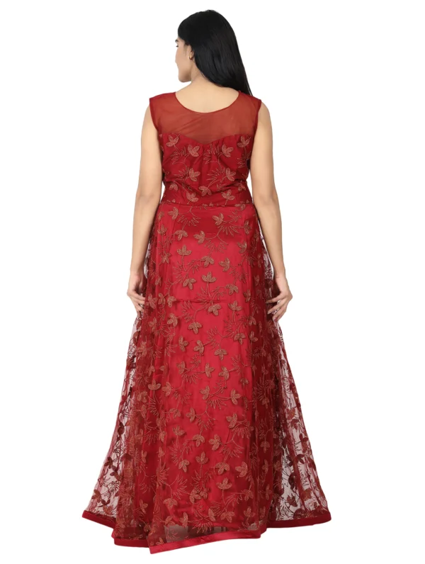 WM-14-A Embroidered Net Flared Gown
