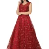 WM-14-B Embroidered Net Flared Gown