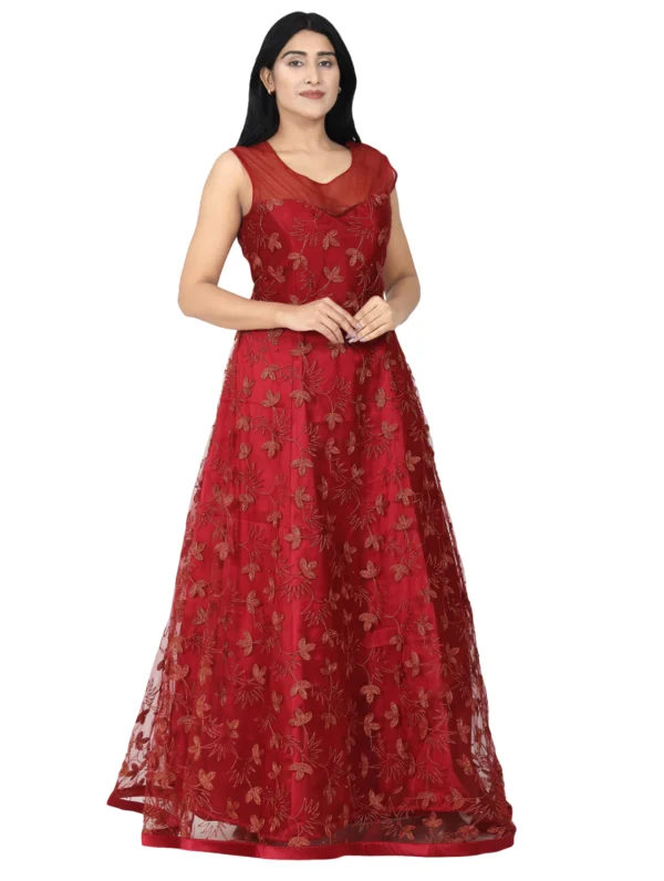 WM-14-C Embroidered Net Flared Gown