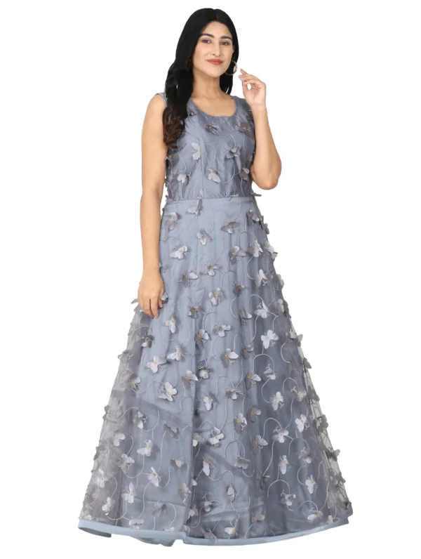 WM-16-B Embroidered Net Flared Gown
