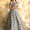WM-16-C Embroidered Net Flared Gown