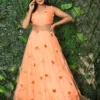 WM-17-C Embroidered Net Flared Gown