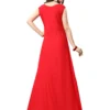 WM-18-B Embroidered Solid Flared Gown