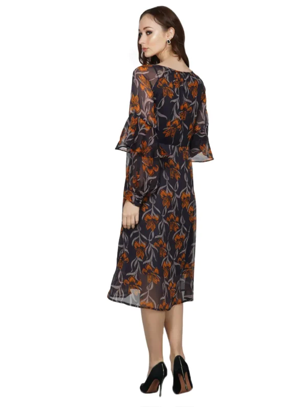 WM-19-A Round Neck Floral A-Line Dress