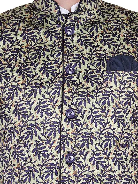men-10-A Olive Green Printed Bandhgalas Suit