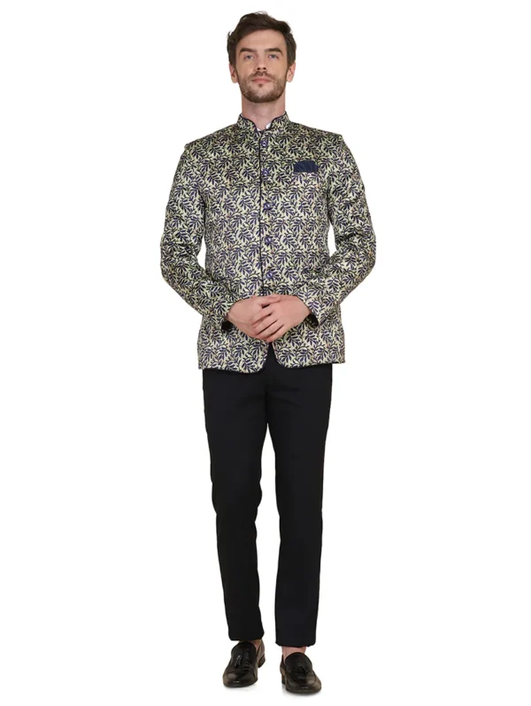 men-10-B Olive Green Printed Bandhgalas Suit