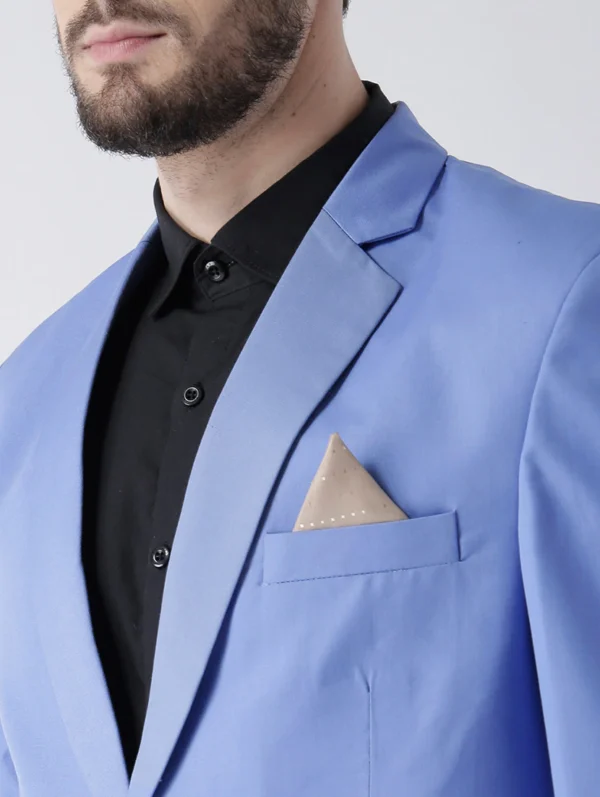 Blue Solid Single Breasted Suit