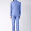 Blue Solid Single Breasted Suit