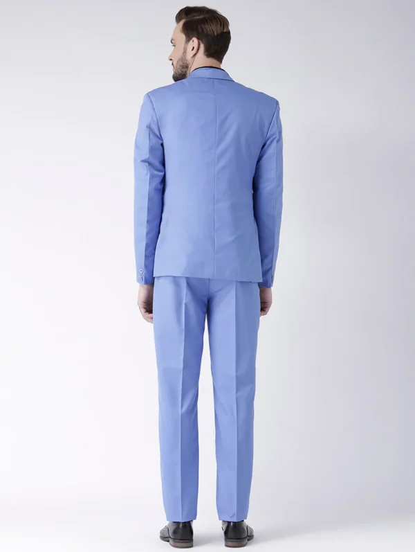 Blue Solid Single Breasted Suit