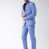 Blue Solid Single Breasted Suit