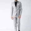 men-12 Grey Polyester Single Breasted Suit