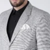 men-12-B Grey Polyester Single Breasted Suit