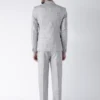 men-12-C Grey Polyester Single Breasted Suit