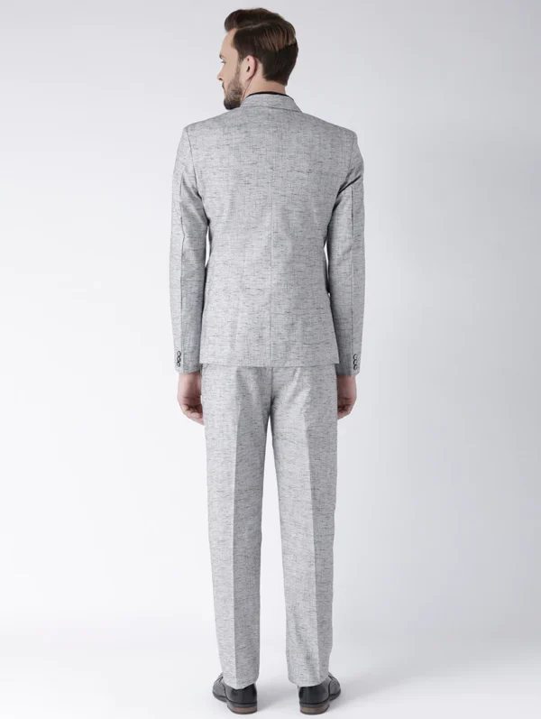men-12-C Grey Polyester Single Breasted Suit