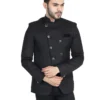 men-13 Black Solid Bandhgala Suit