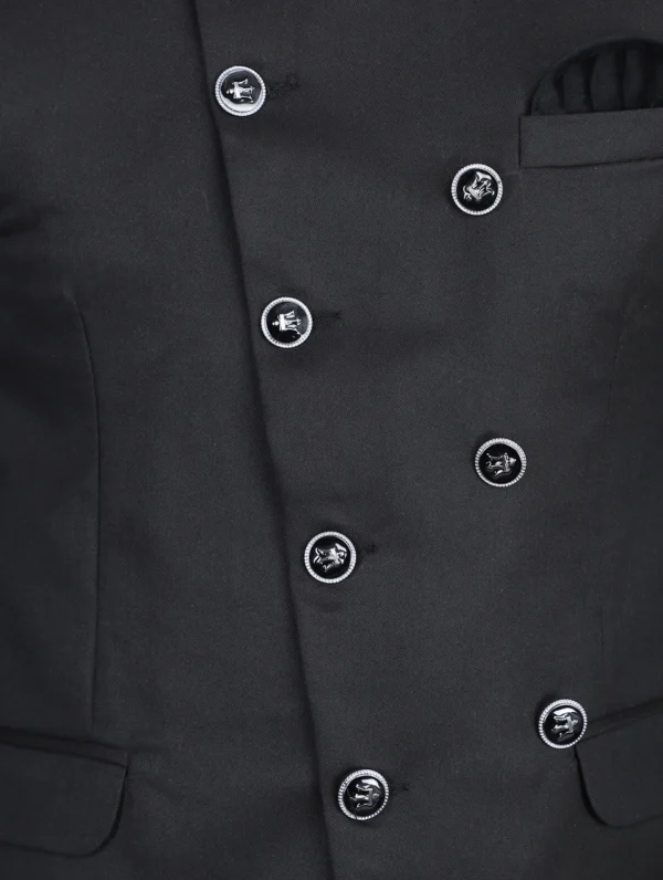 men-13-A Black Solid Bandhgala Suit