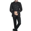 men-13-B Black Solid Bandhgala Suit