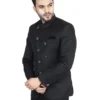 men-13-D Black Solid Bandhgala Suit