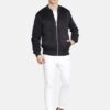 men-17-B Navy Blue Solid Bomber Jacket
