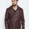 men-19 Brown Solid Biker Jacket