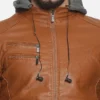 men-20-A Brown Solid Pu Biker Jacket