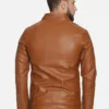 men-20-C Brown Solid Pu Biker Jacket