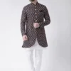 men-5 Black Printed Sherwani Set