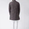 men-5-C Black Printed Sherwani Set