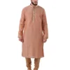 men-8 Beige Jacquard Long Kurta