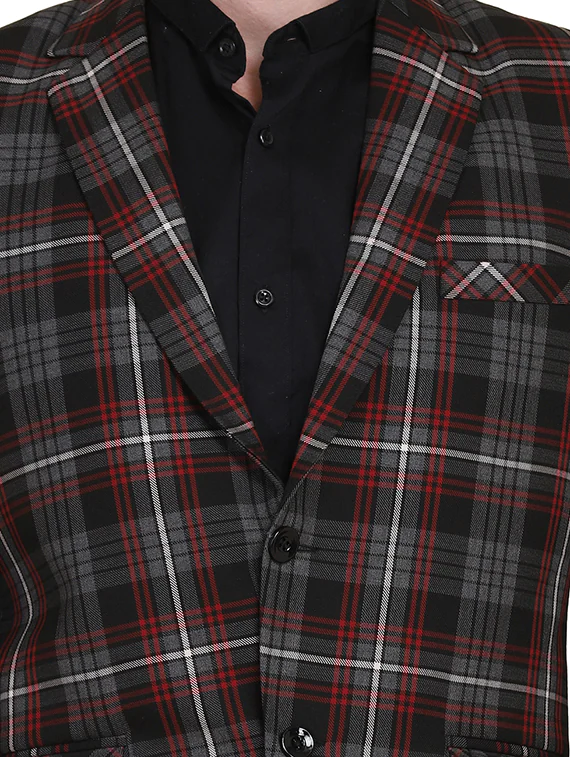 men-9-A Black Checkered Single Breasted Suit