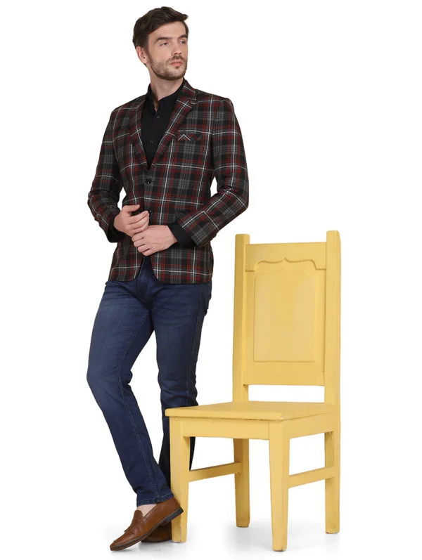 men-9-B Black Checkered Single Breasted Suit
