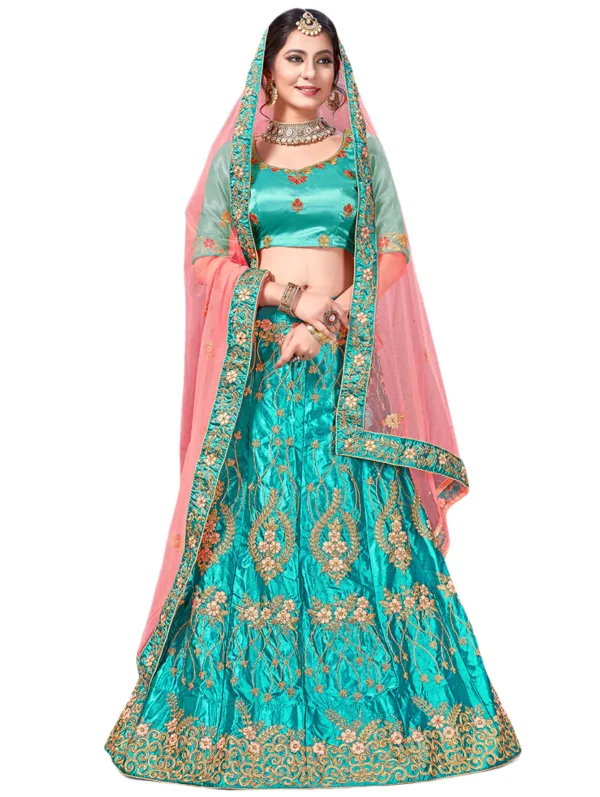 saari-10 Embroidered A-Line Semi-Stitched Lehenga