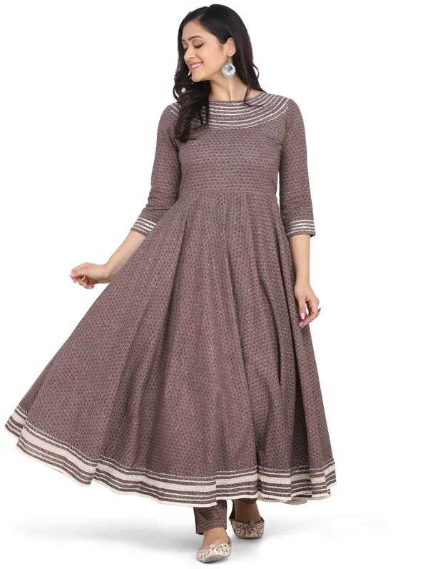 saari-11-B Grey Cotton Kurta Pant Set