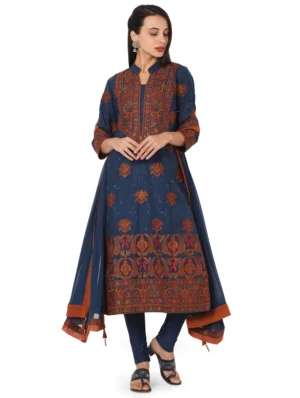 saari-15 Embroidered Kurta Churidaar Set