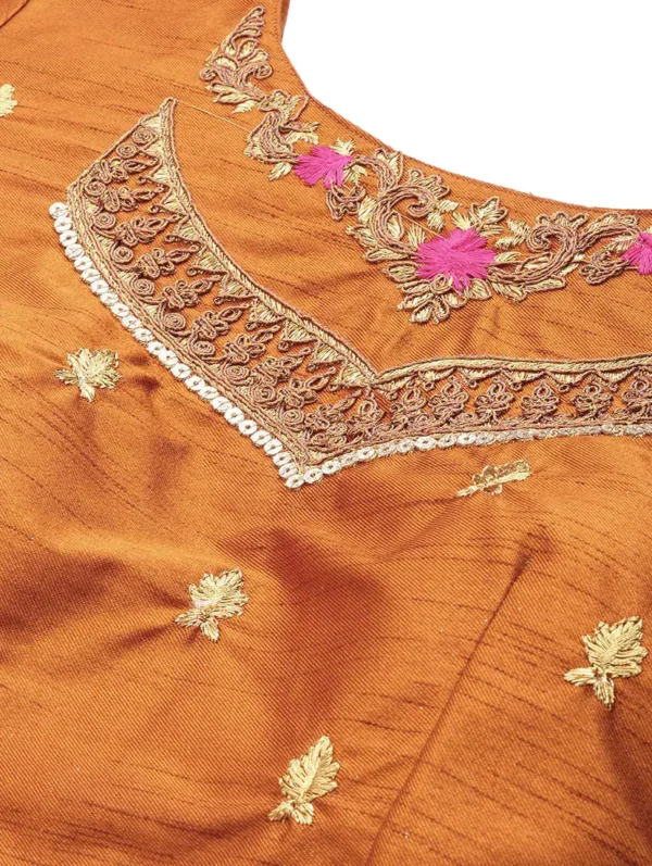 saari-7-C Multi Colored Raw Silk Flared Lehenga