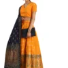 saari-9 Orange Silk Flared Lehenga