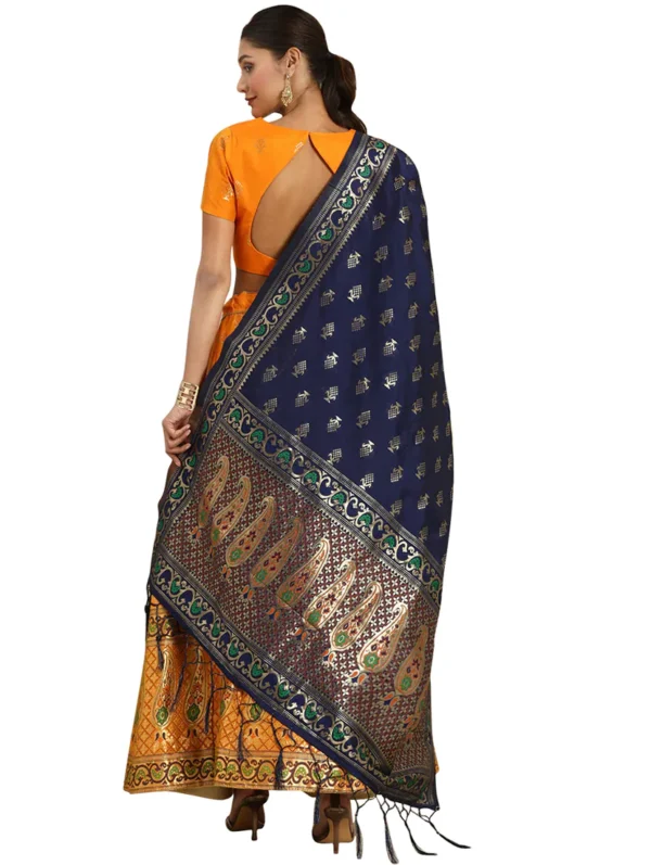 saari-9-D Orange Silk Flared Lehenga